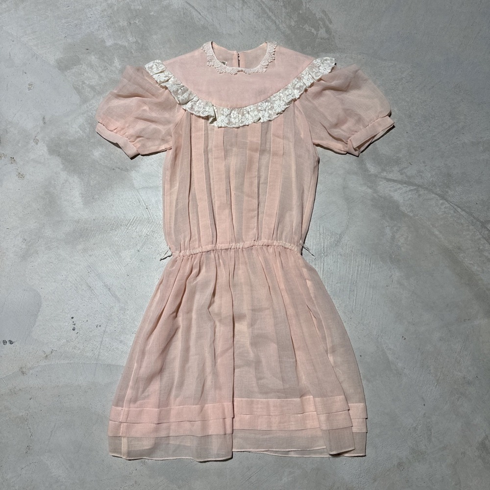Vintage Jessica McClintok Gunne Sax Girls Dress Pink Lace SZ 10 Made in USA
